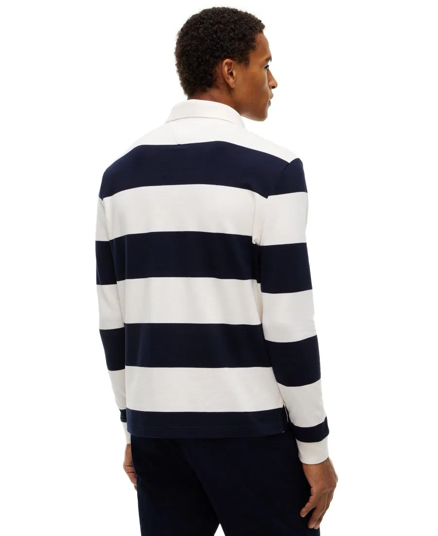 Поло с длинным рукавом, полосатый принт Rugby Stripe Tommy Hilfiger, Ivory Petal/Navy Blue — фото 4