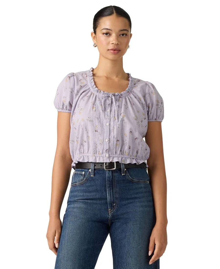 Блуза Chiara с коротким рукавом и пуговицами Levi's, Pedrine Floral Lavender Blue