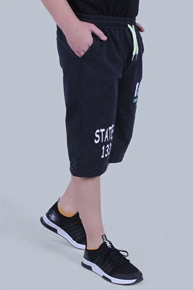 Детские шорты для мальчиков с принтом Iba Text Printed Double Pocket Panio Kids, Anthracite — фото 3