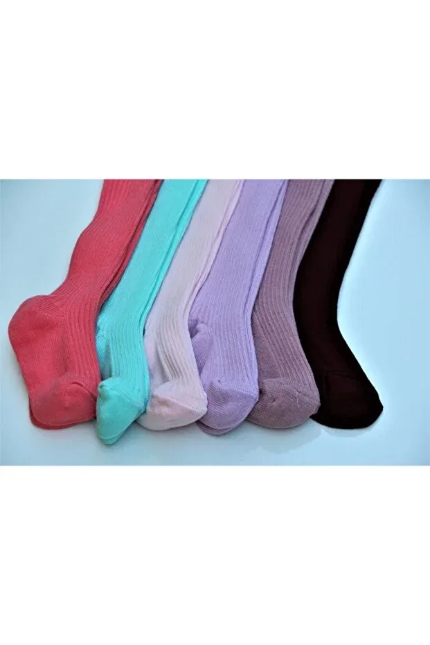 Детские носки для девочек длинные органические Pack of 6 Derby Knee Socks Bebeğime Çorap, Pomegranate Blossom-Turquoise-Turquoise-Pink-Lilac-Rose Dried-Burgundy — фото 3