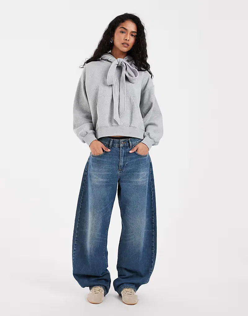 Худи винтажное с завязками на шее Levi's, серый