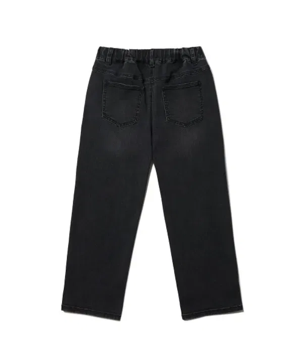 Джинсы прямого кроя на резинке, Regular Fit Musinsa Standard Kids, washed black — фото 3