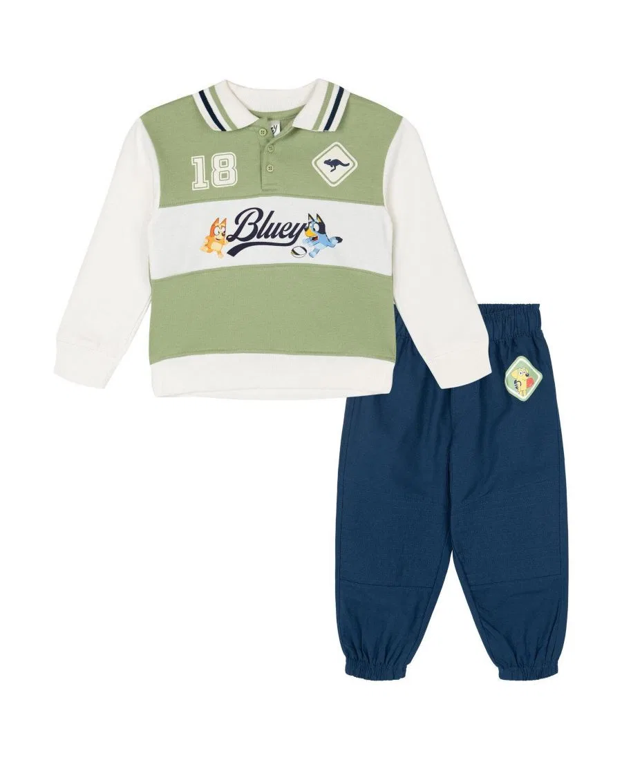 Комплект из футерной поло и джоггеров Bluey Bluey Bingo Green Navy