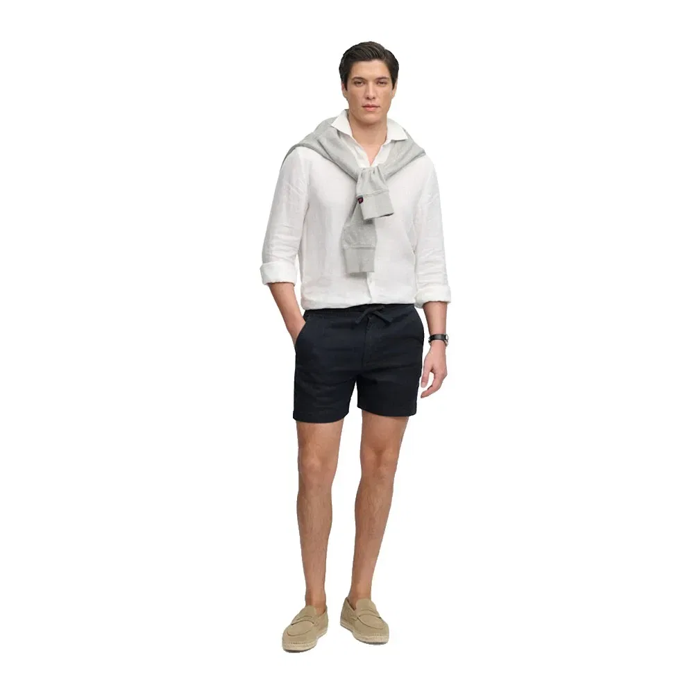 Мужские шорты из льна Merchant Superdry, Black — фото 4