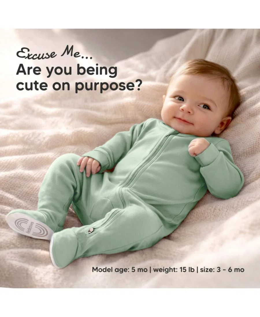 Комплект детских пижам-слипов Soothe Sleep N' Play, 2 шт., хлопок KeaBabies, Sage — фото 2
