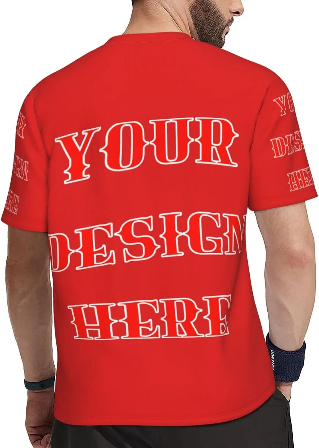 Мужская футболка из сетчатой ткани Generic Custom, Red — фото 4
