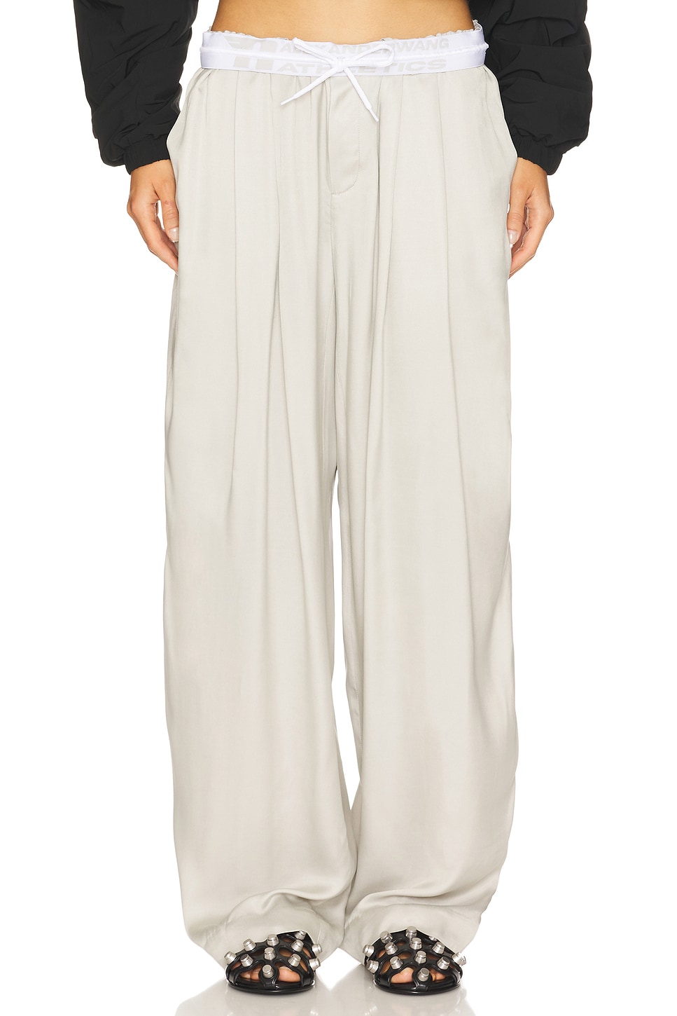 

Брюки с отворотом на поясе Alexander Wang, oyster white