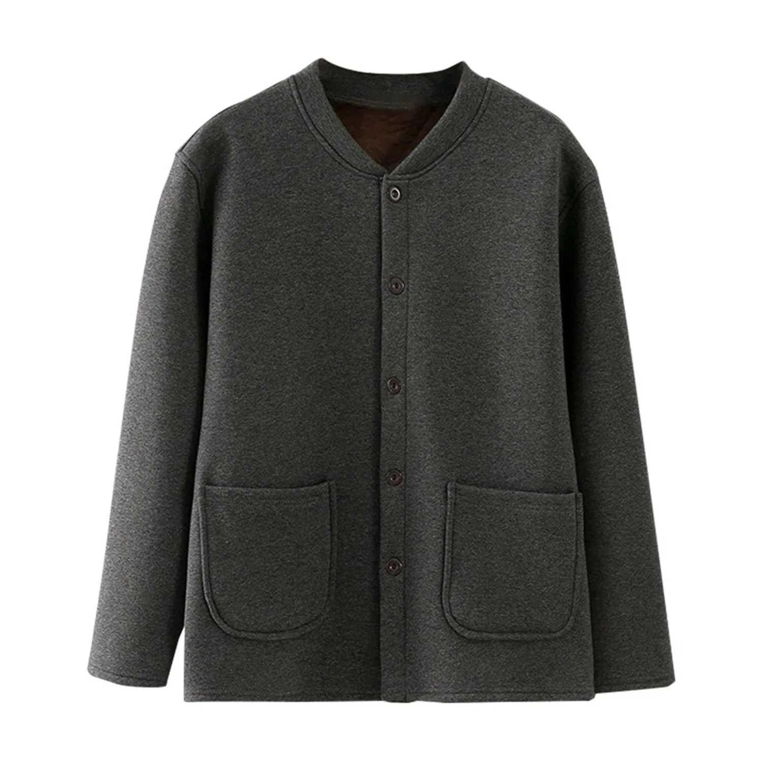 Женская флисовая куртка oversize с молнией, модель Giacca in pile da donna senza cappuccio, grigio scuro