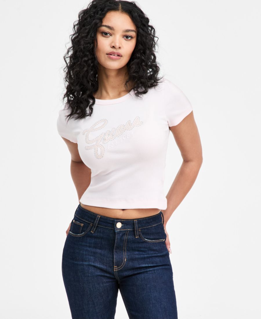 

Женская футболка с круглым вырезом и логотипом, украшенным заклепками GUESS, Delicate Pink, Розовый, Женская футболка с круглым вырезом и логотипом, украшенным заклепками GUESS, Delicate Pink