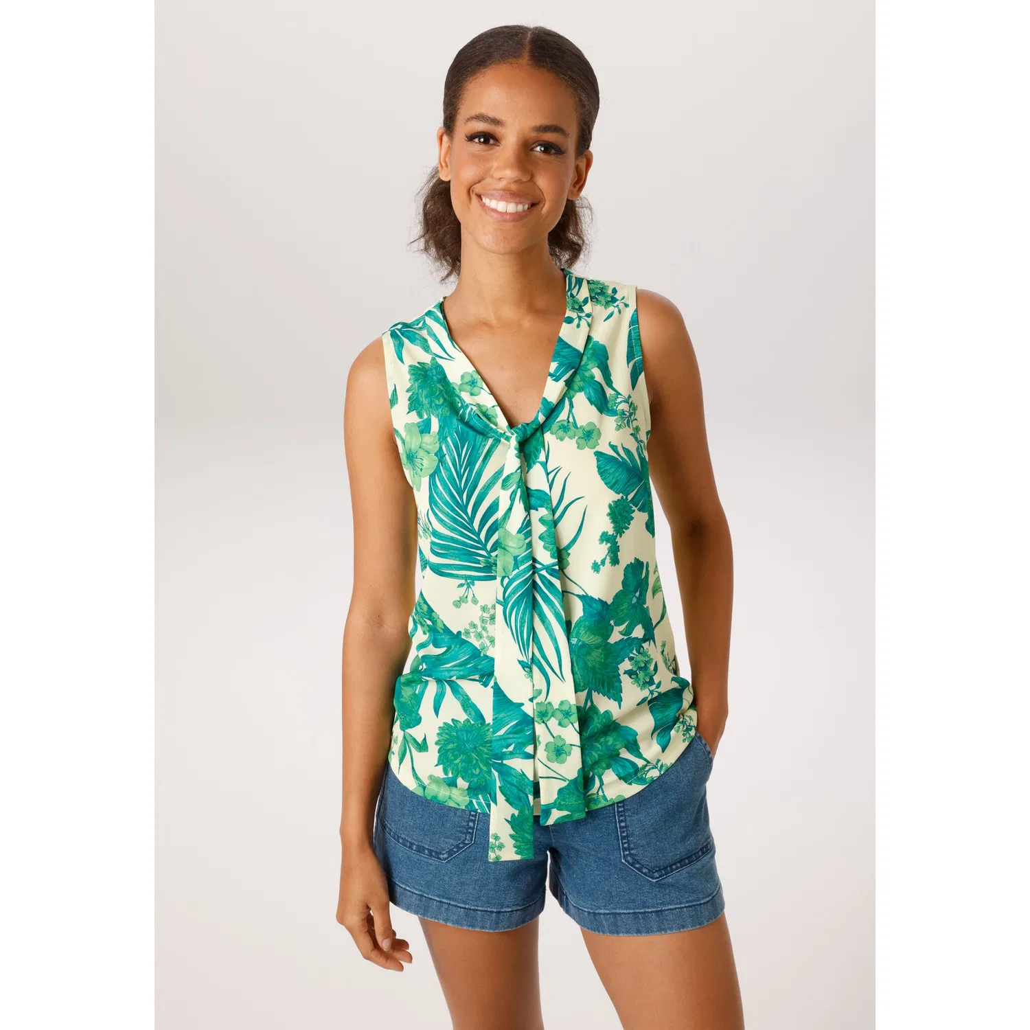 Женская блуза с цветочным принтом Aniston CASUAL, Green