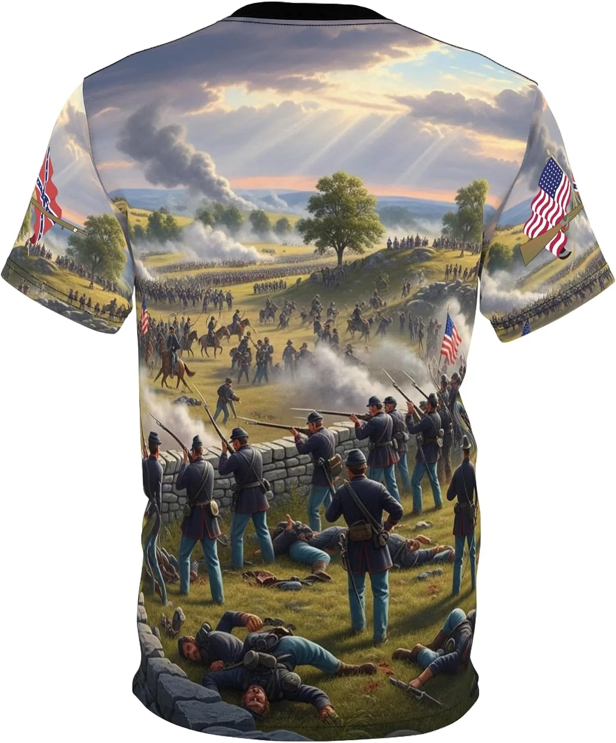 Унисекс футболка с принтом Battle of Gettysburg, Black Stitching — фото 3