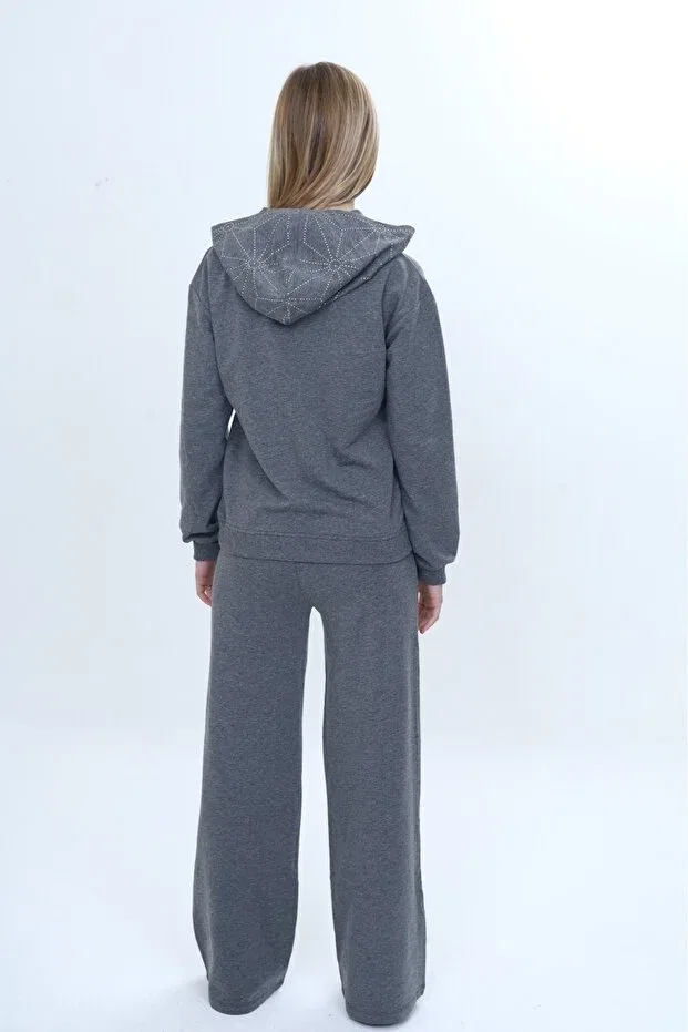 Детский комплект для девочек с вышивкой Stone Embroidered K Toontoy, Anthracite Melange — фото 4