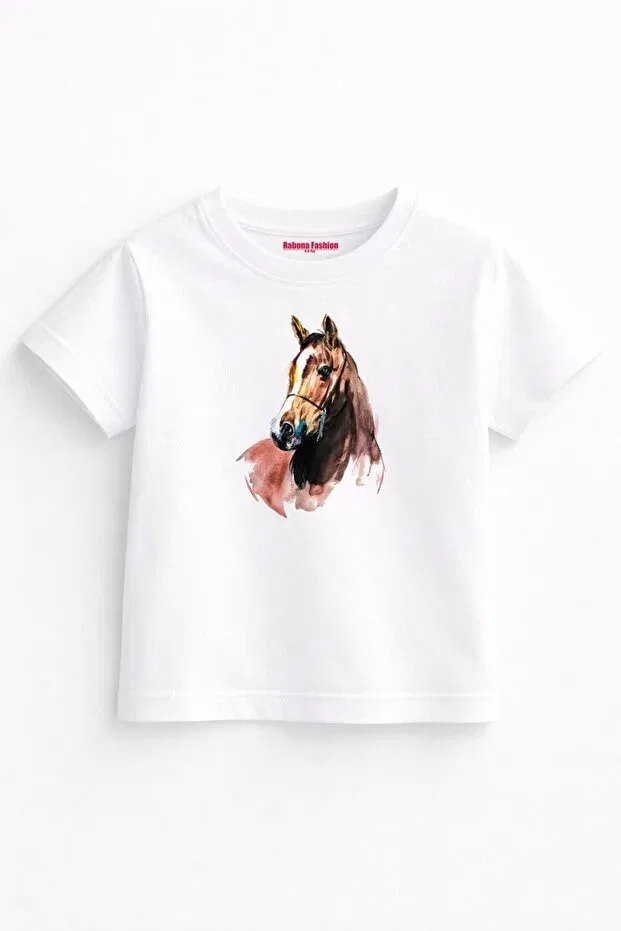 Детская футболка для девочек с принтом Free Spirit Horse Rabona Fashion, White