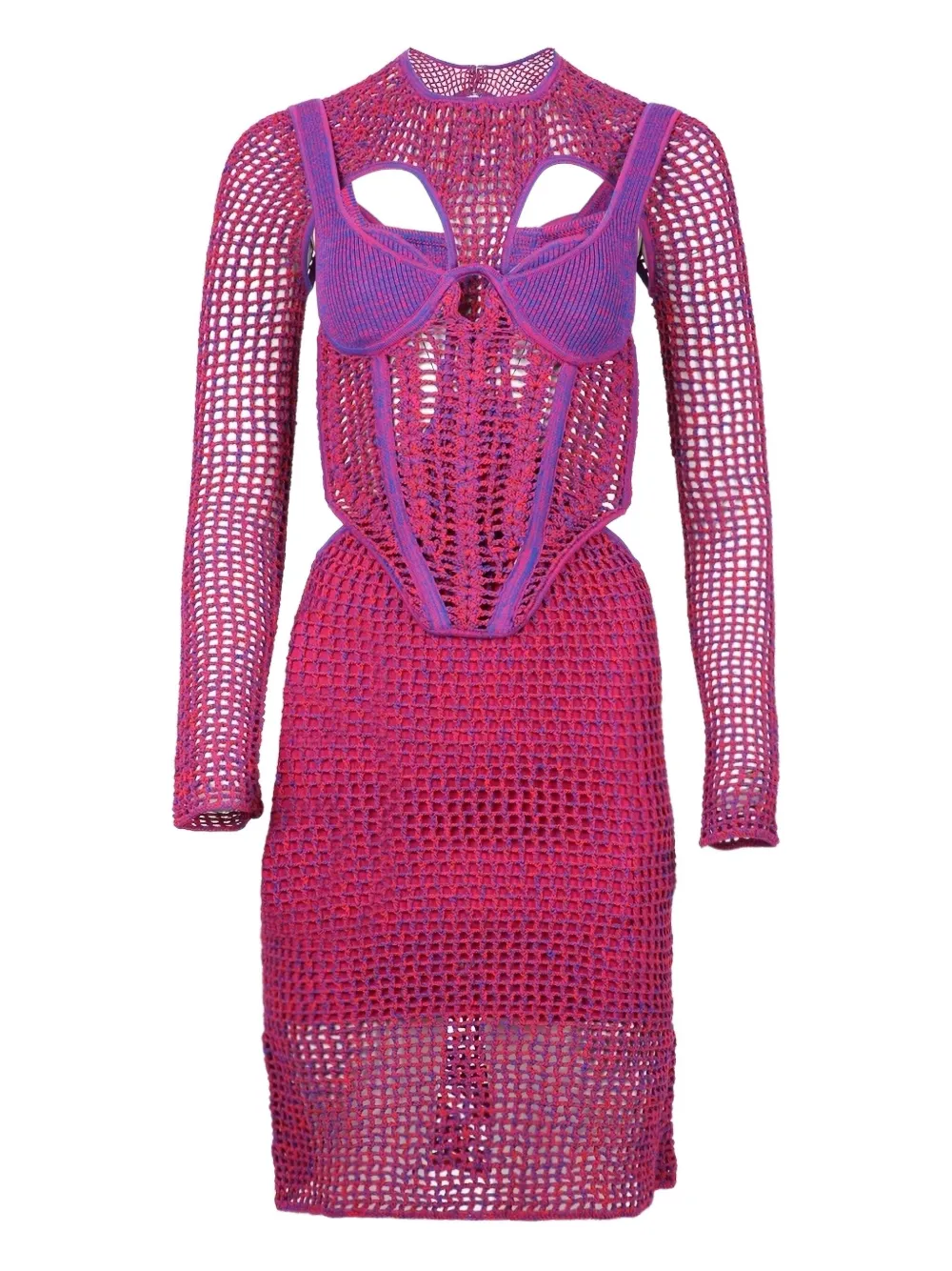 

Мини-платье вязаное крючком Dion Lee, розовый