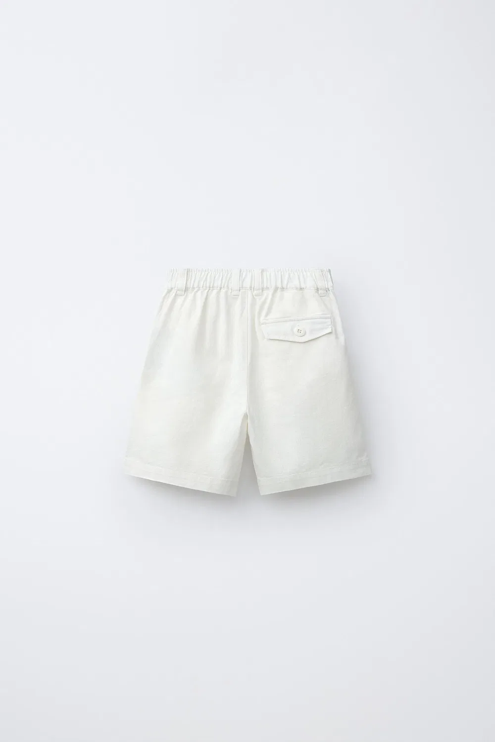Хлопковые и льняные бермудские шорты ZARA, Ecru — фото 2
