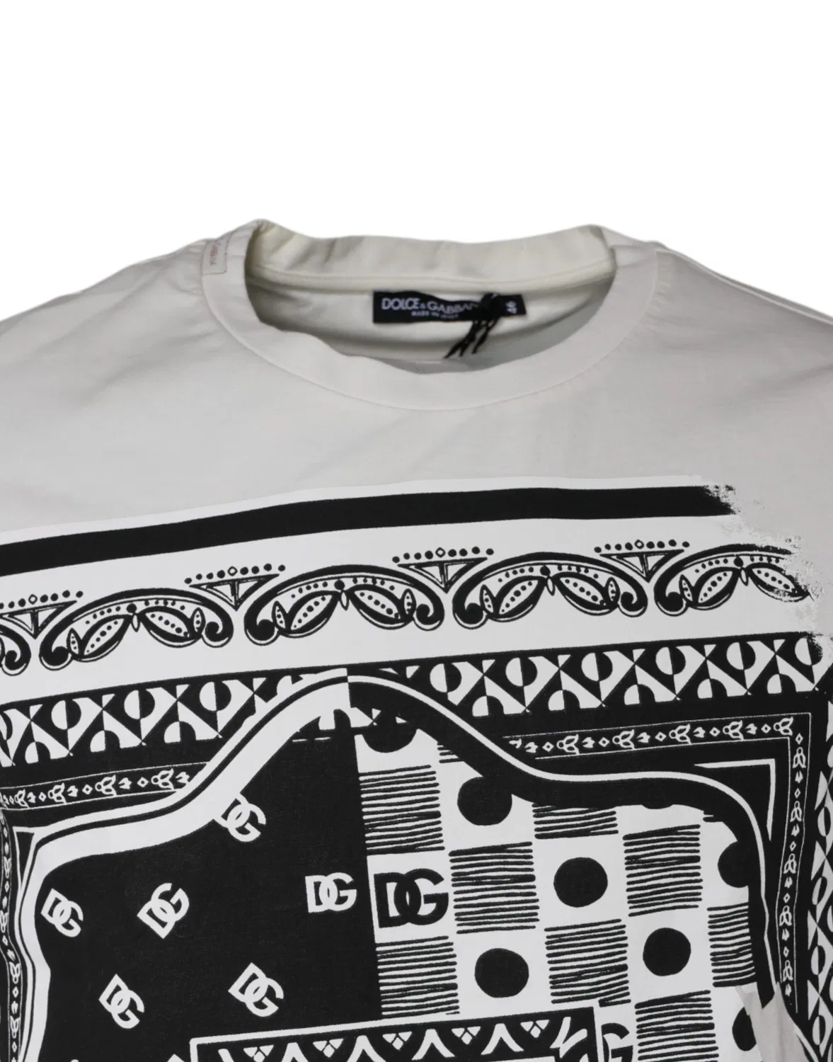 Мужская футболка с коротким рукавом и принтом White Bandana Print Dolce & Gabbana, White — фото 3