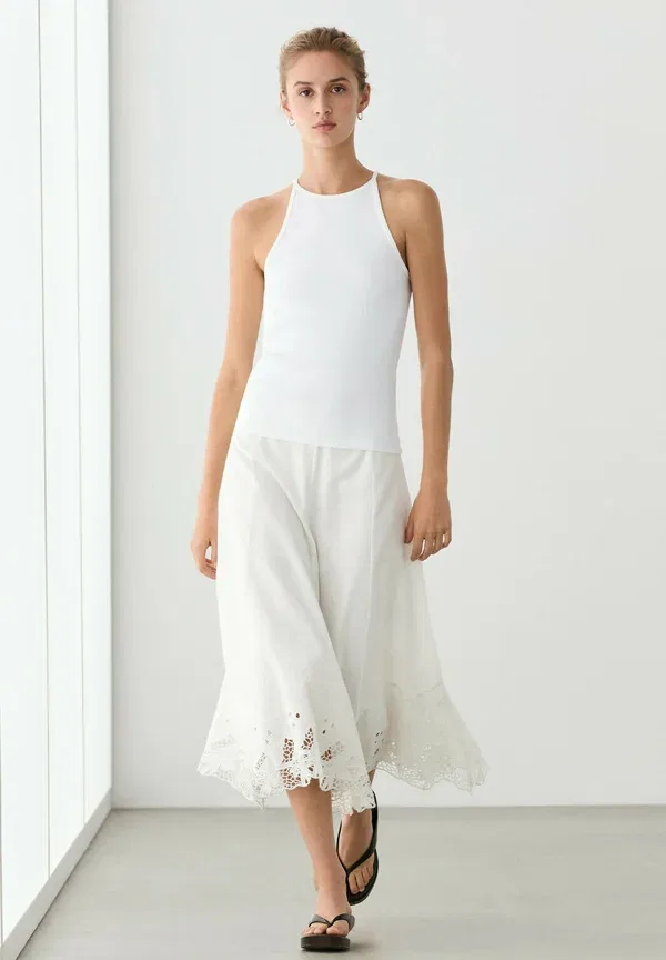 Топ хлопковый Massimo Dutti, White, белый — фото 3