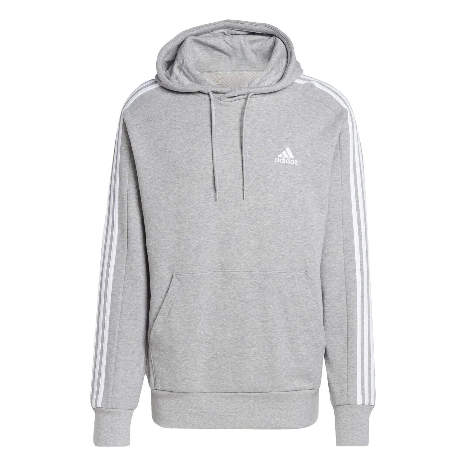 Мужское спортивное худи с длинным рукавом Essentials French Terry 3-Streifen Hoodie Adidas, Grau Weiss — фото 3