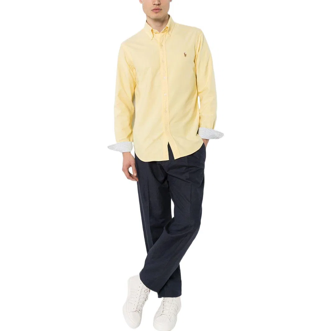 Мужская рубашка с вышитым логотипом Polo Ralph Lauren, Yellow — фото 3
