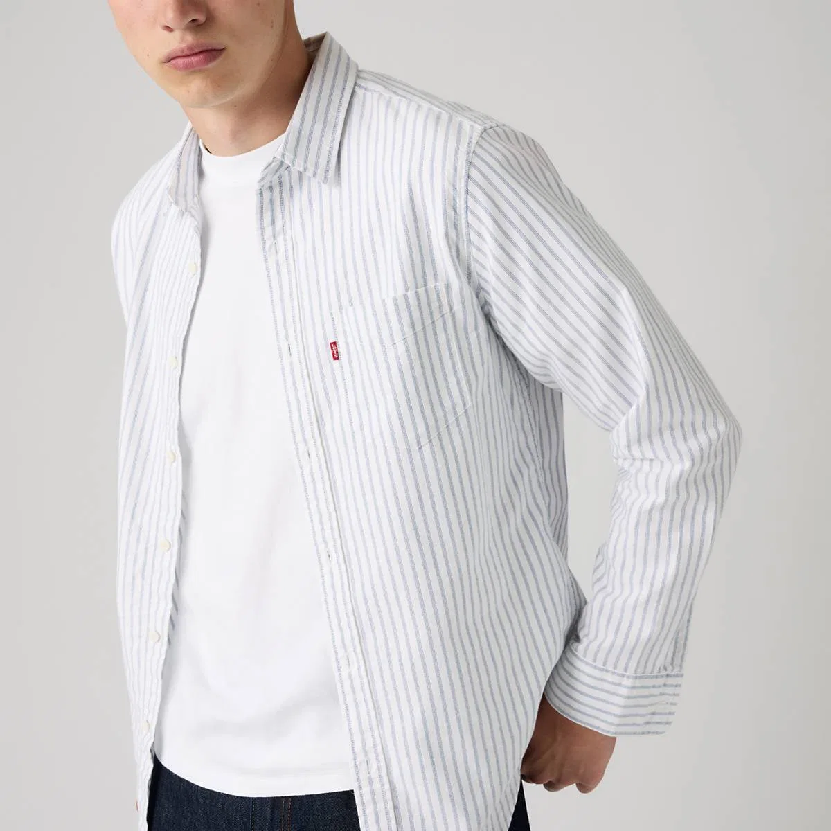 Классическая стандартная оксфордская рубашка с одним карманом Levi's, Bridey Oxford Stripe Bright White - White — фото 2