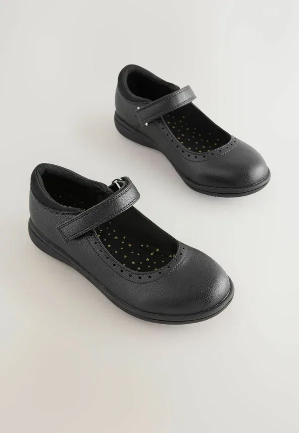 Туфли с брооговой перфорацией School Brogue Detail Mary Jane Shoes Next Matt, черный — фото 2
