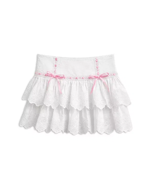 Детская юбка для девочек с принтом Zuri Mini Skirt KatieJ NYC, White Pink