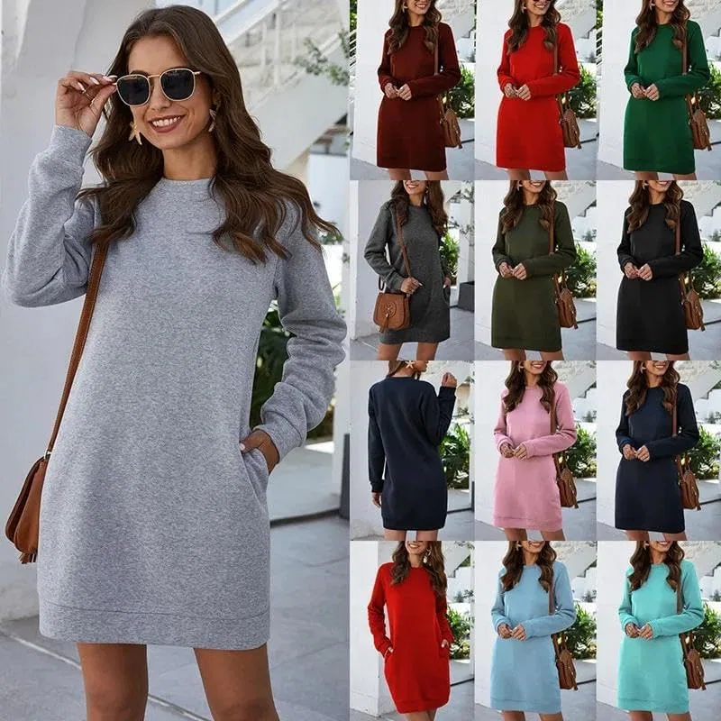 Женское платье-свитер оверсайз с карманами, Navy Blue — фото 2