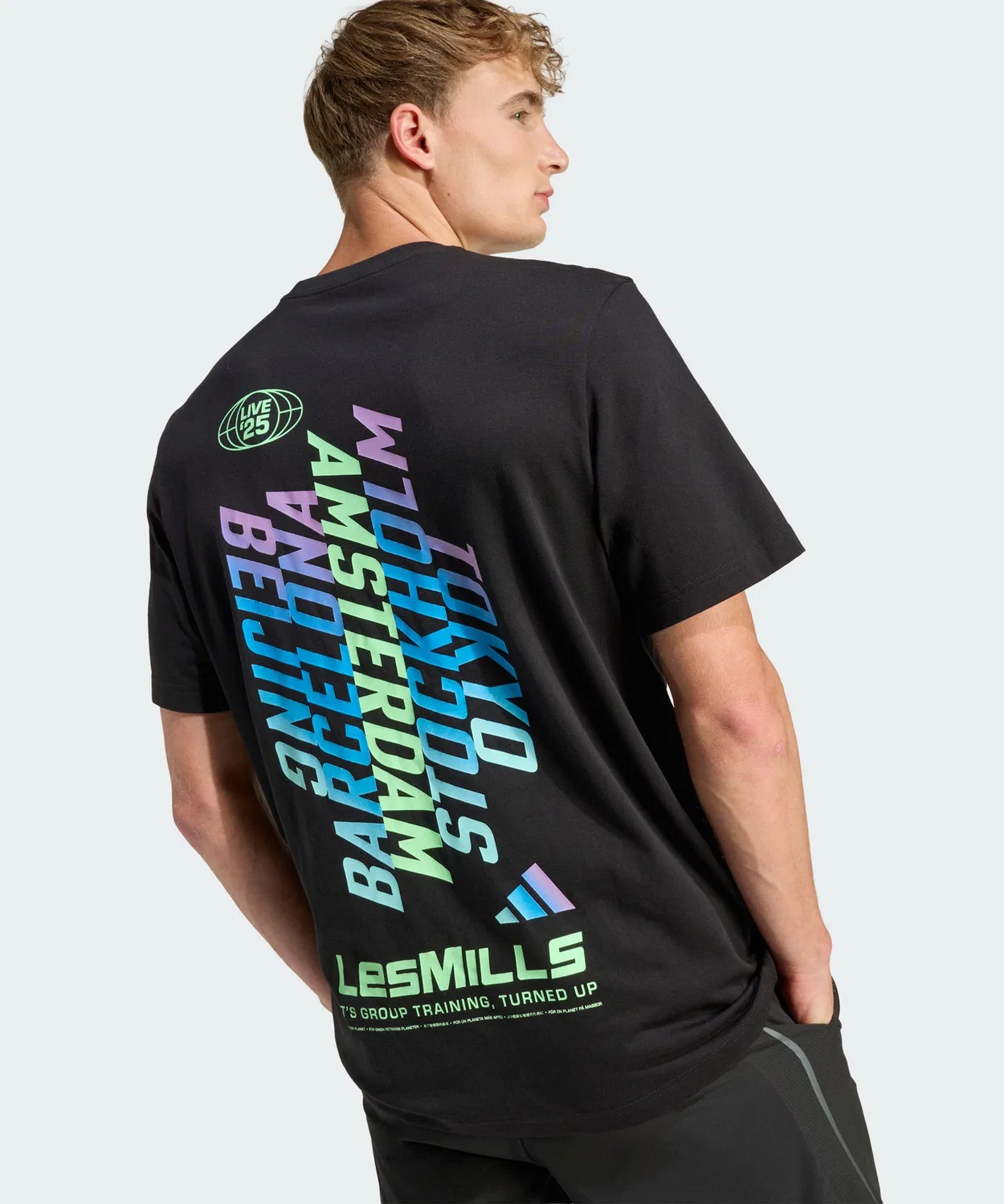 Мужская футболка с графическим принтом Les Mills Tour Adidas, Black