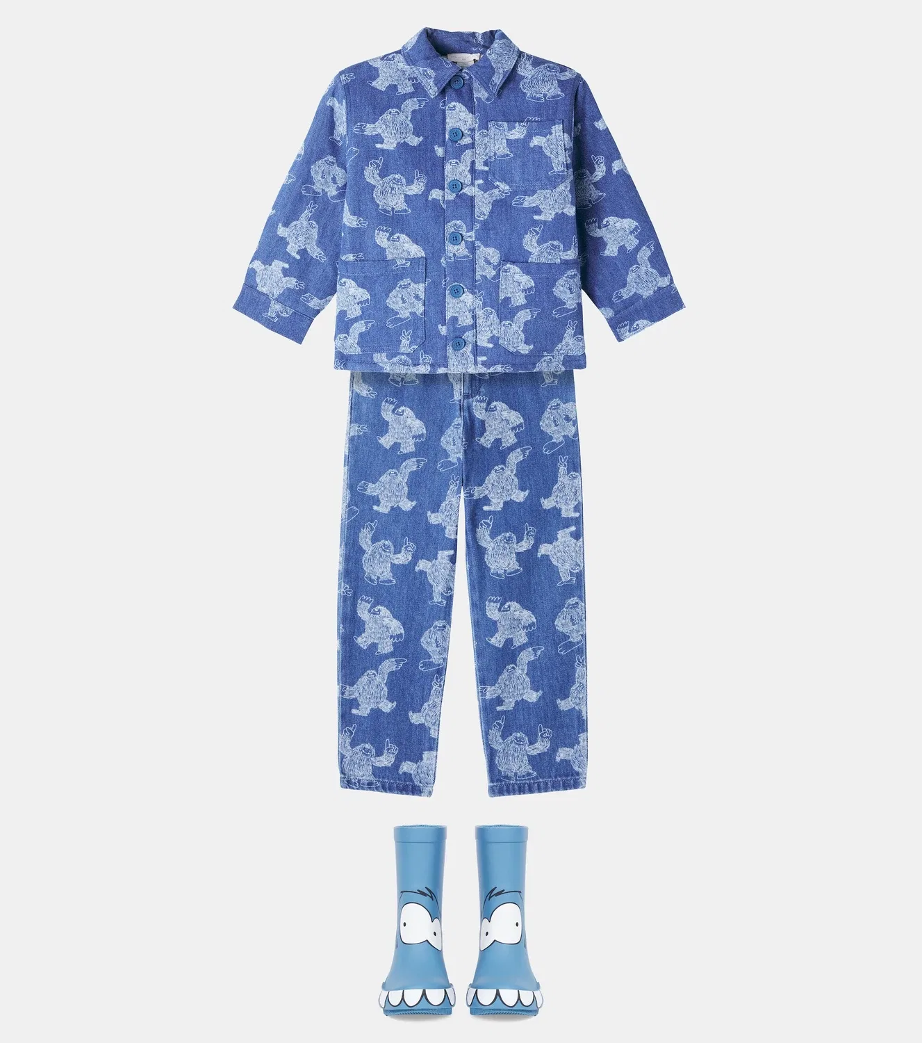 Джинсы прямые с принтом Stella Mccartney Kids, синий — фото 2