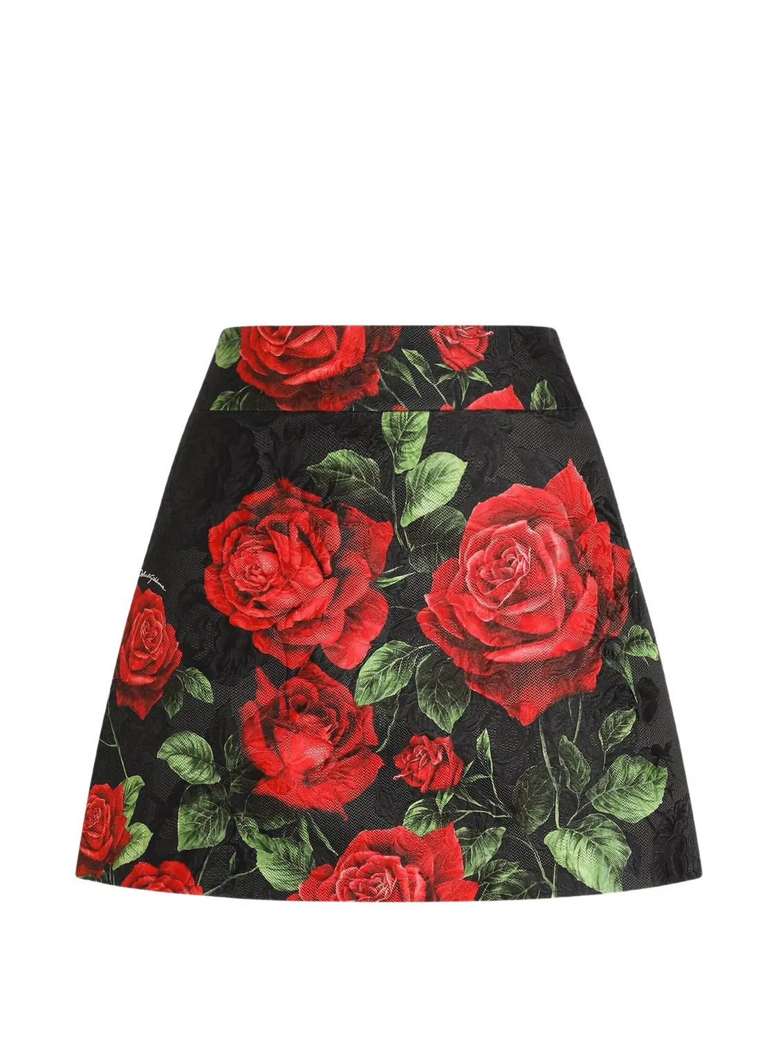 Парчовая юбка с цветочным принтом Dolce & Gabbana, черный