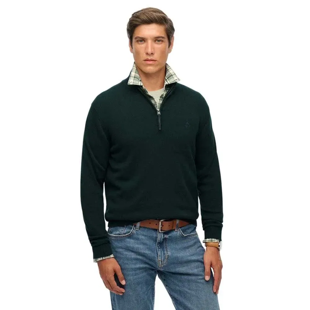 Свитер с полузастежкой Superdry Essentials, зеленый