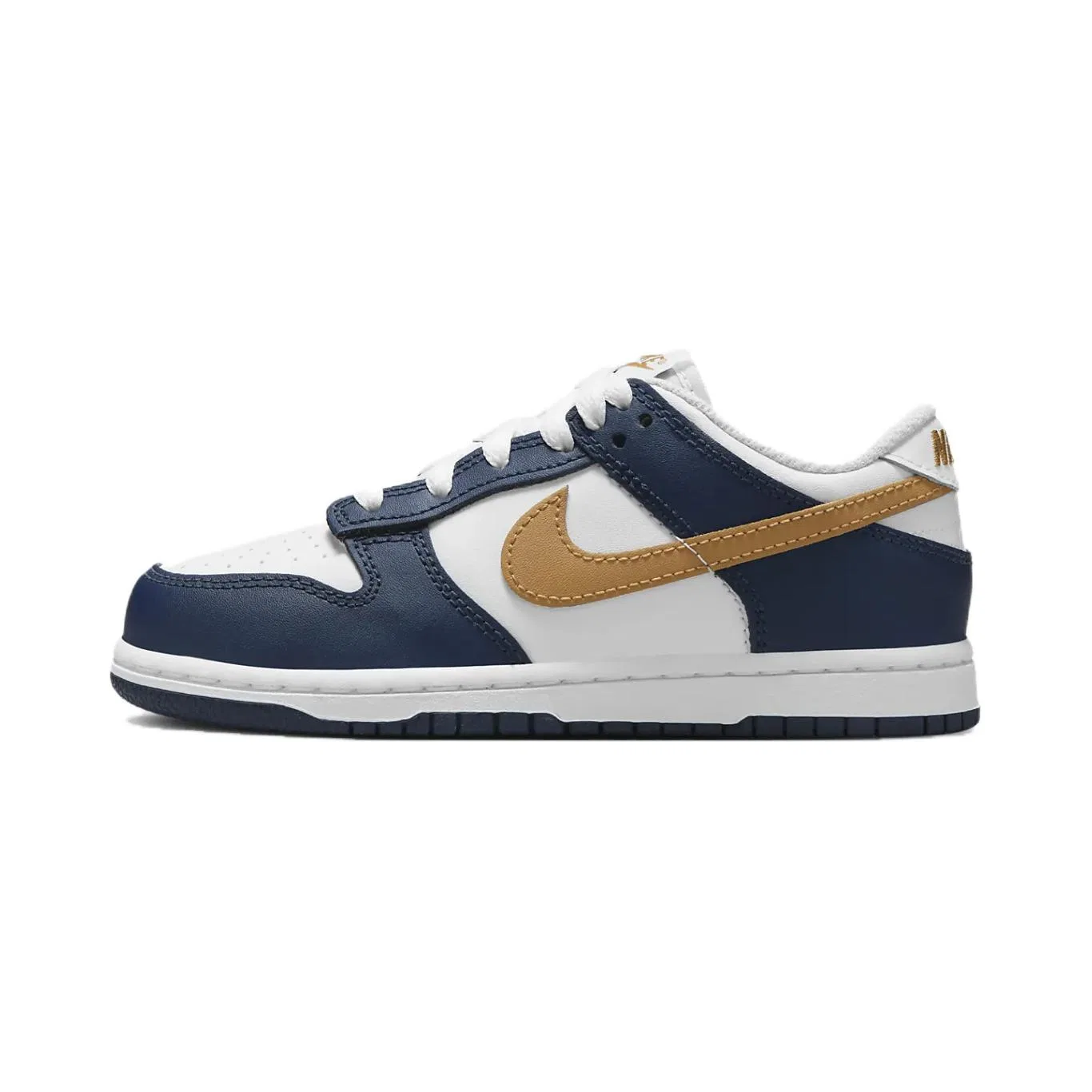 Детские кроссовки для скейтбординга с амортизацией, низкий верх Dunk, Nike, White Midnight Marine Blue Wheat