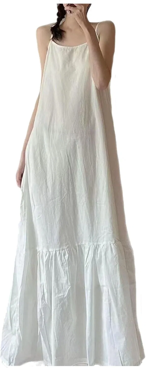 Женское пляжное платье свободного кроя из хлопка, White
