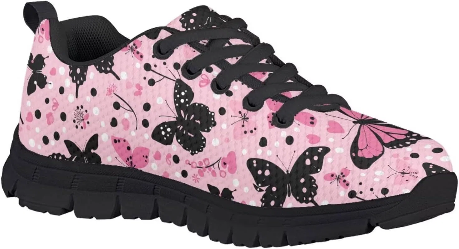 Детские кроссовки для девочек с сеткой Ystardream, Pink Cute Butterfly