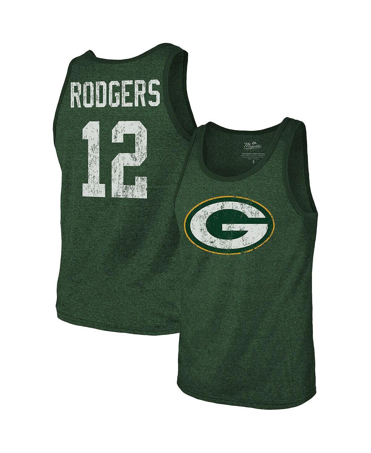 

Мужская футболка aaron rodgers green green bay packers name & number tri-blend безрукавка Majestic, зеленый