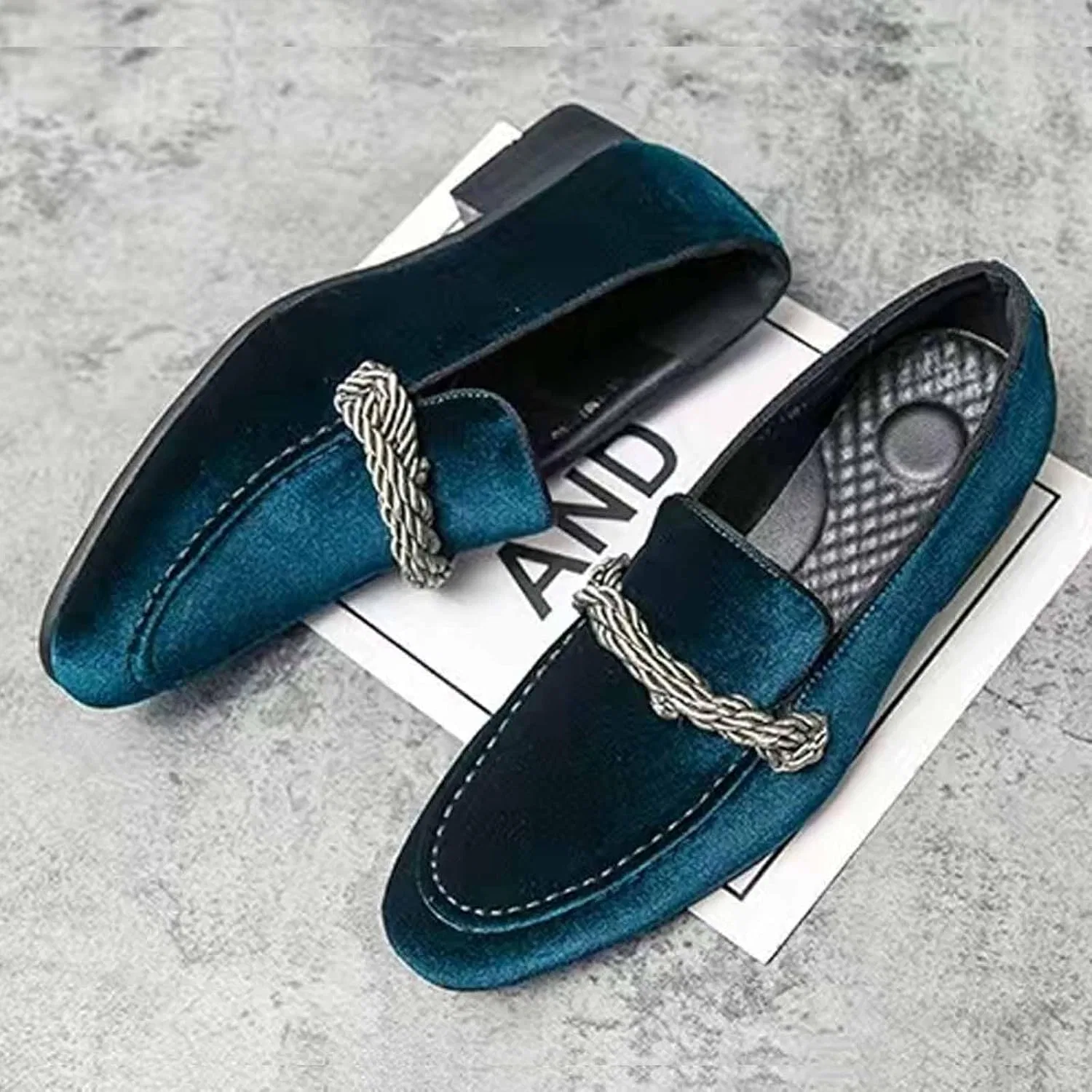 Лоферы мужские на низком каблуке, Loafers, Green DONRRNDK — фото 3