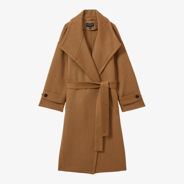 

Пальто свободного кроя Evelyn из смеси шерсти и кашемира с большим воротником Reiss, коричневый