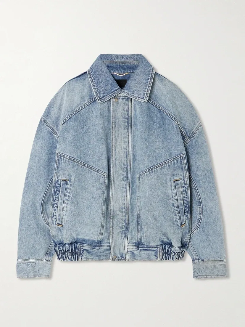 Увеличенная джинсовая куртка из нескольких частей SAINT LAURENT, синий