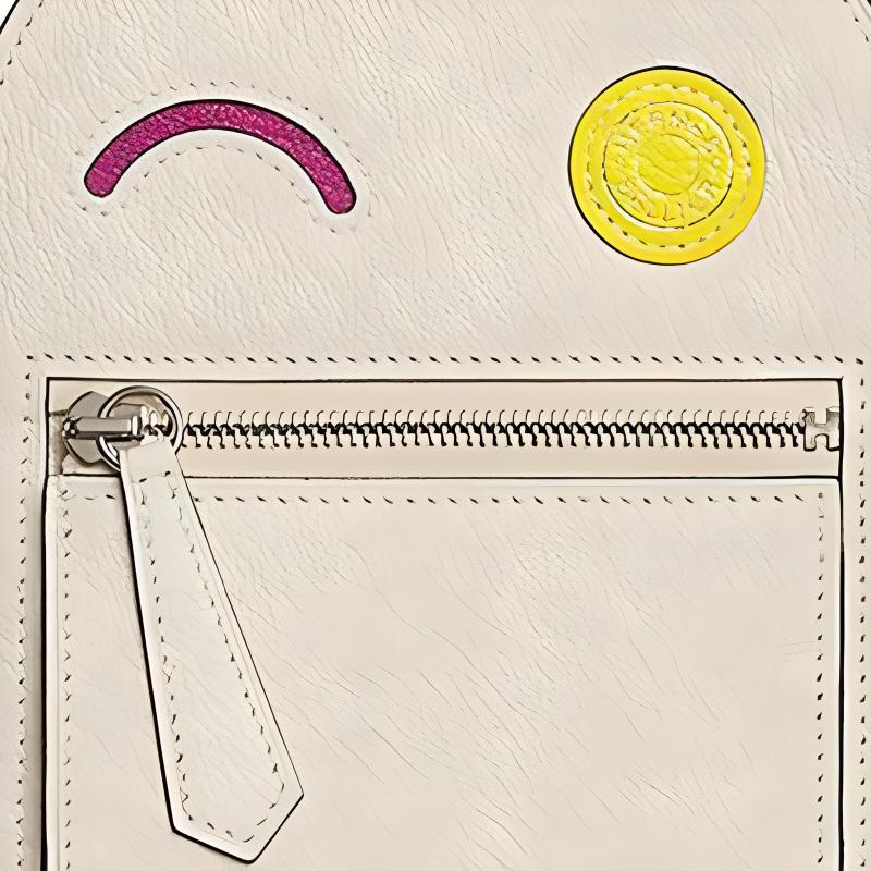 HERMES Кожаный чехол для телефона с козьей кожей и свиным носом большой женский кремово-белый — фото 2