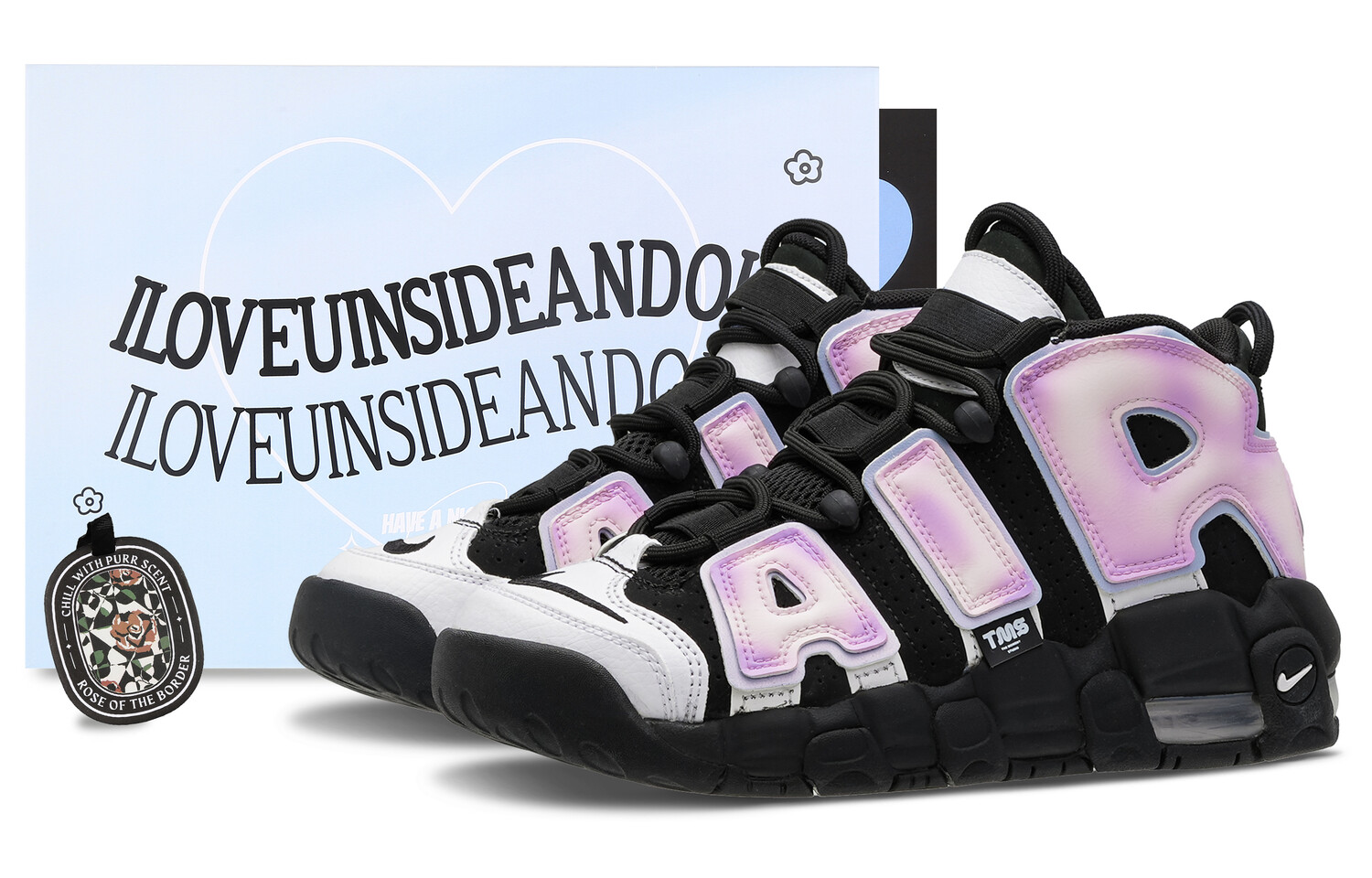 

Кроссовки Nike Air More Uptempo Vintage Basketball Shoes Unisex Low-top Black/pink, черный