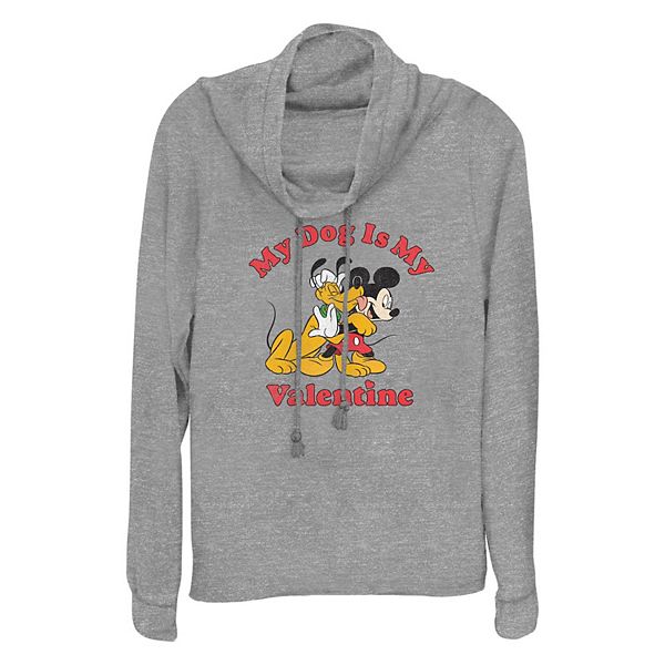 

Футболка с длинным рукавом Mickey Mouse и Pluto my dog is my valentine, plus size, капюшон Disney