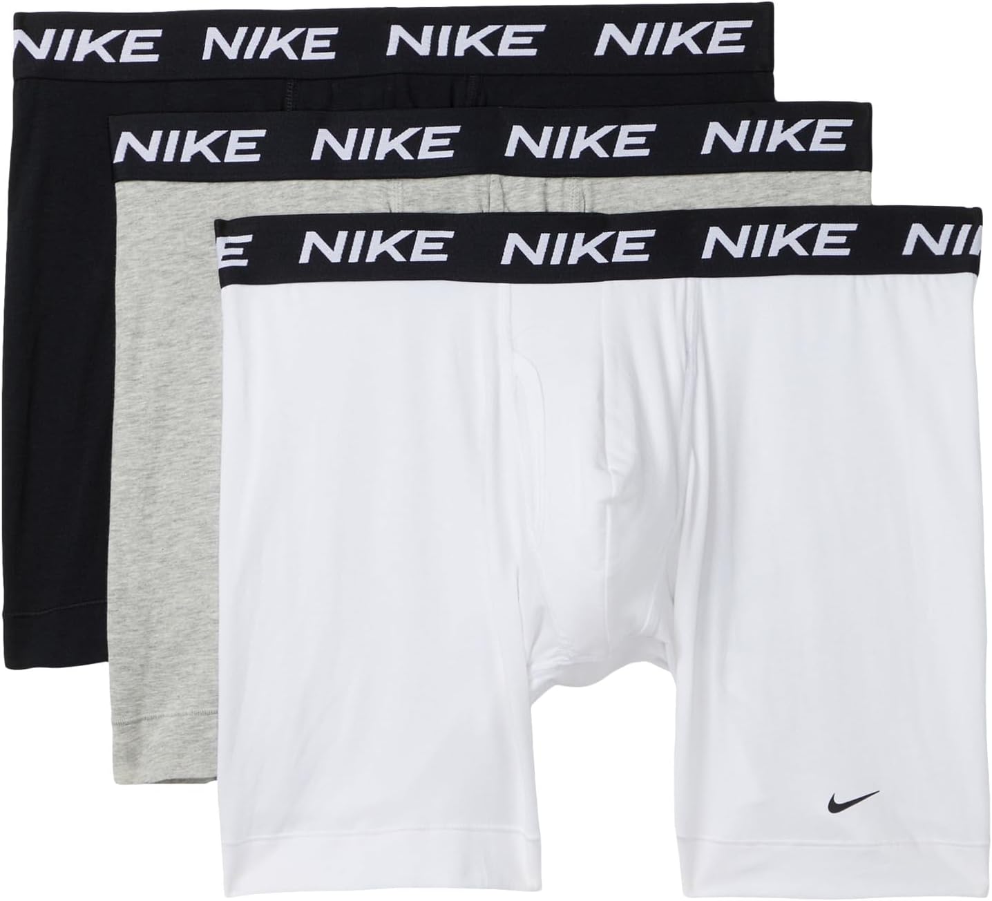 

Мужские хлопковые трусы-боксеры с эластичной застежкой на липучке, комплект из 3 шт. Nike, White/Heather Grey/Black
