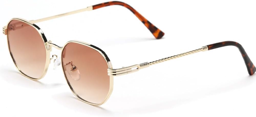 

Модные металлические овальные ретро-солнцезащитные очки для мужчин и женщин, стильные солнцезащитные очки класса люкс (градиентный серый, один размер) LXLHWN, Gold Tea