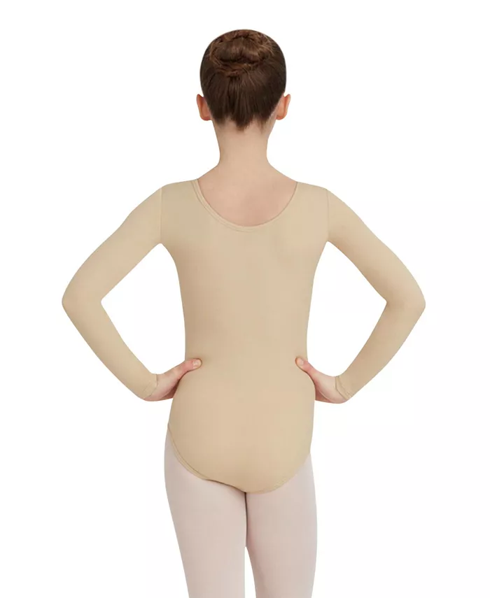 Детский длинный купальник с длинными рукавами - для девочек Capezio, загар/бежевый — фото 2