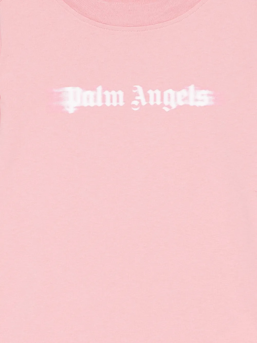Хлопковая футболка с размытым логотипом Palm Angels Kids, розовый — фото 3