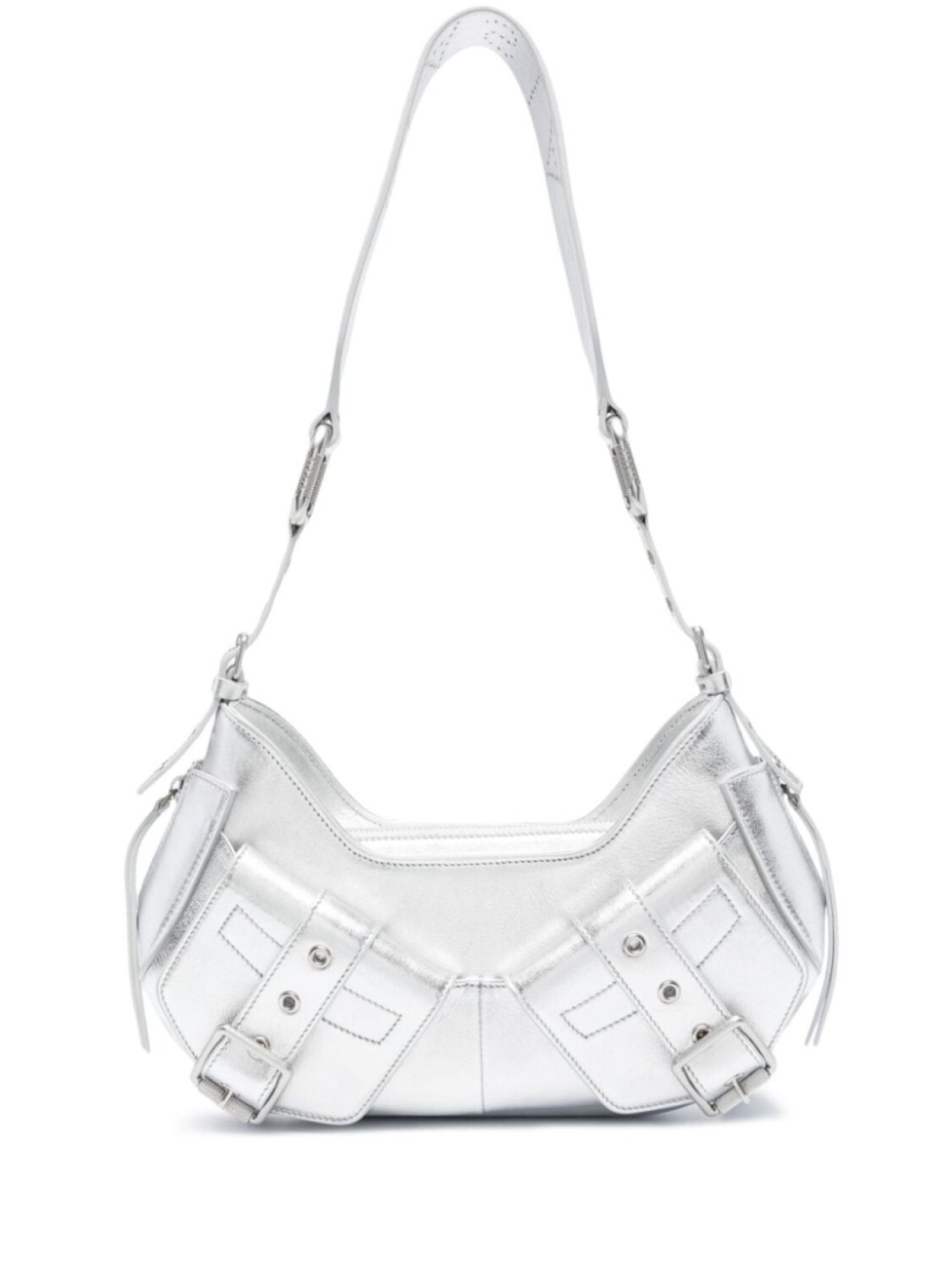 

Biasia Y2k leather shoulder bag, серебристый