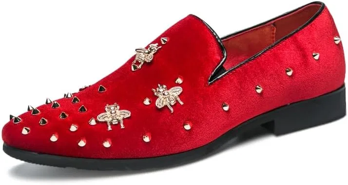 Лоферы вельветовые, Men's Luxury, Penny Loafer Slip-On, красный Senlongbao