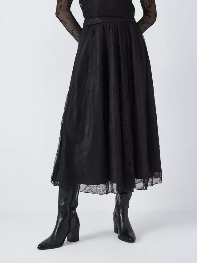 

Юбка John Lewis Lace Midi, черный
