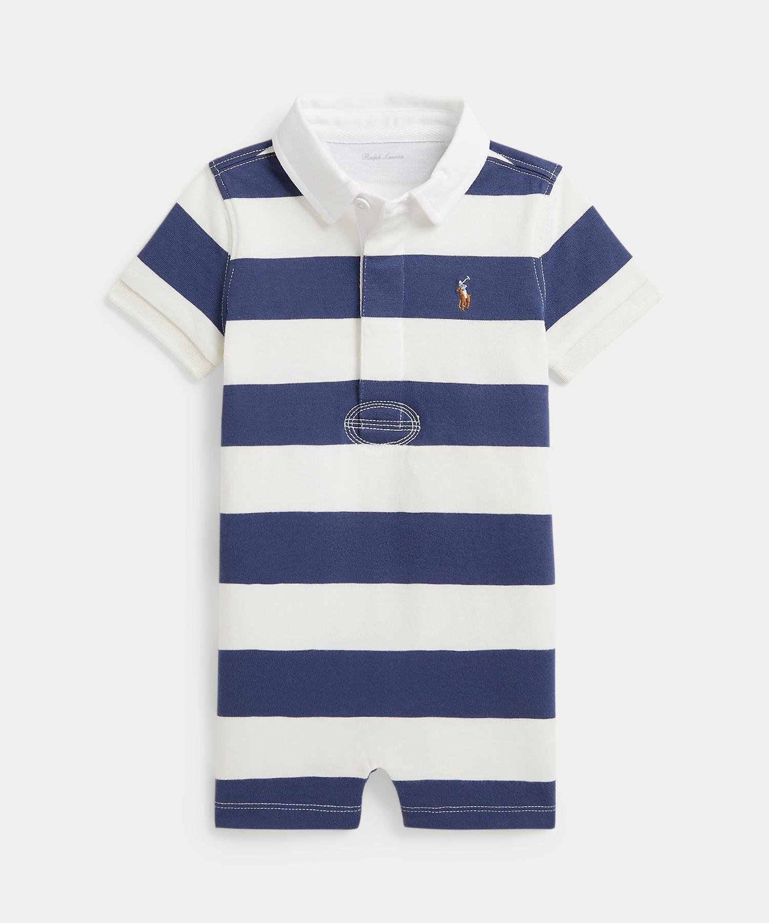 Детский полосатый хлопковый комбинезон для регби Polo Ralph Lauren, 400 Blue