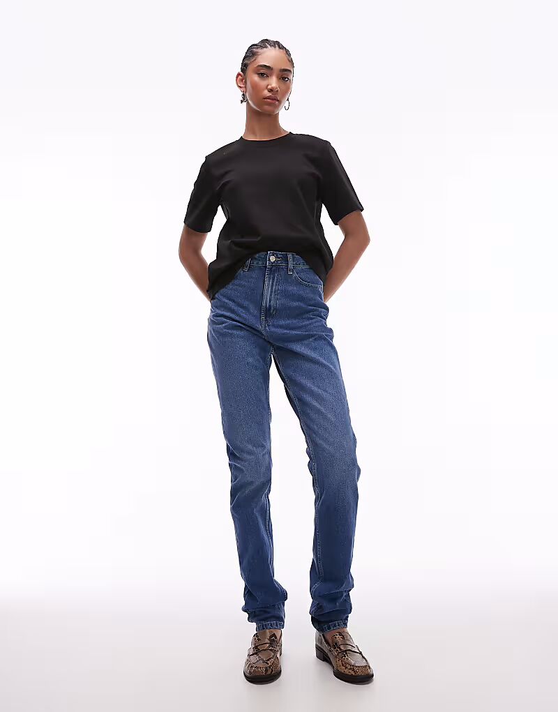 

Джинсы Topshop Tall Mom с высокой посадкой, средне-синего цвета